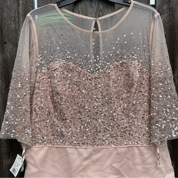 Adrianna Papell Women's Short Dress with Beaded Bodice and Layered - Picture 15 of 16